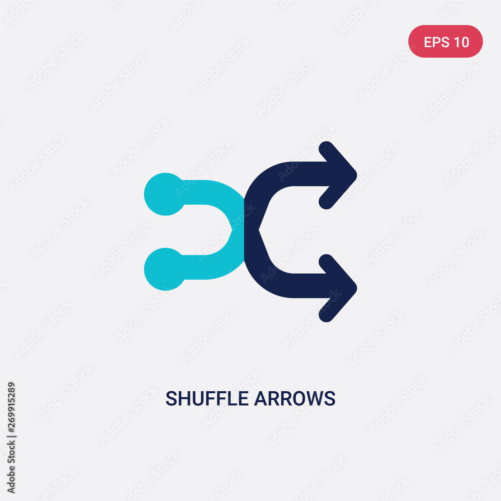 Poster two color shuffle arrows vector icon from arrows concept. isolated blue shuffle arrows vector sign s