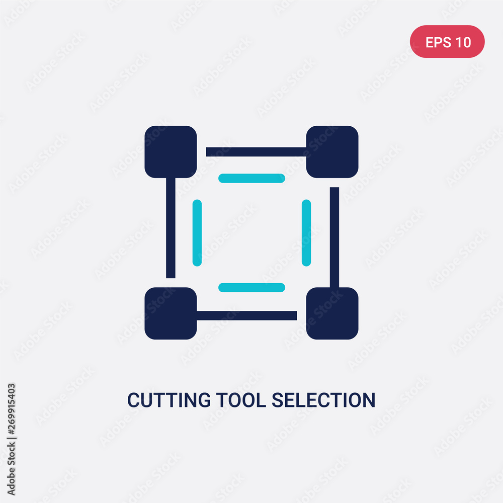Poster two color cutting tool selection vector icon from art concept. isolated blue cutting tool selection 