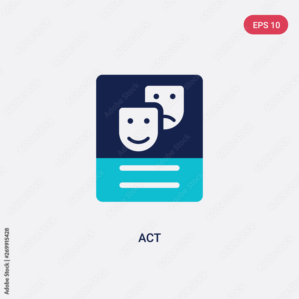 Poster two color act vector icon from art concept. isolated blue act vector sign symbol can be use for web,