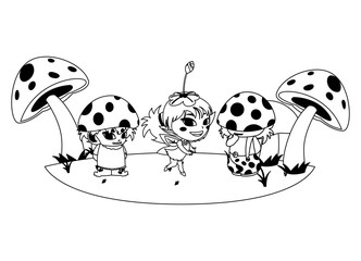 fungus elfs and fairy in the garden