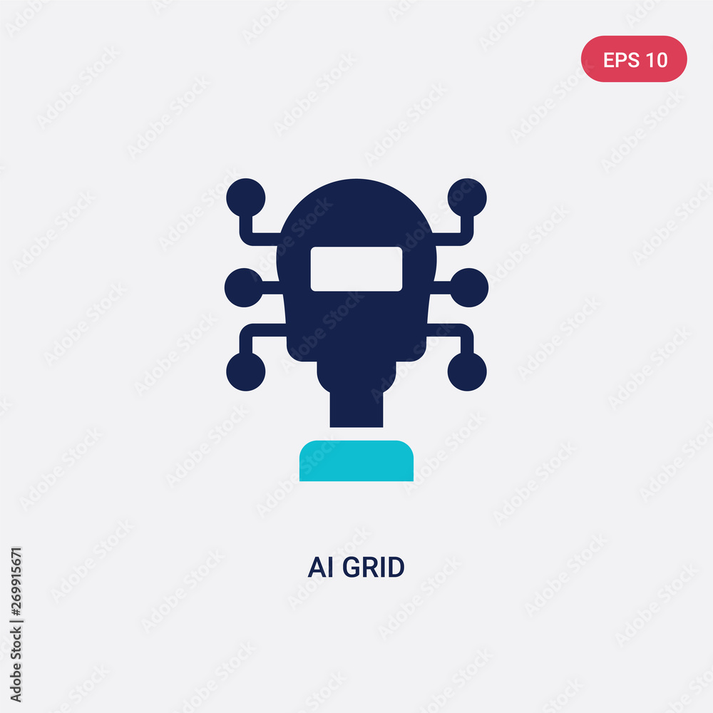 Poster two color ai grid vector icon from artificial intellegence concept. isolated blue ai grid vector sig