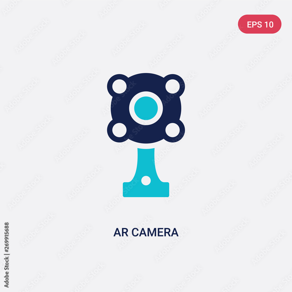 Poster two color ar camera vector icon from artificial intellegence concept. isolated blue ar camera vector
