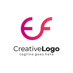 Gradient Circular Initial Letter E and F Business Logo Flat Vector Design