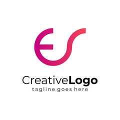 Gradient Circular Initial Letter E and S Business Logo Flat Vector Design