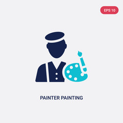 two color painter painting vector icon from art concept. isolated blue painter painting vector sign symbol can be use for web, mobile and logo. eps 10