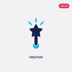 two color creation vector icon from art and design concept. isolated blue creation vector sign symbol can be use for web, mobile and logo. eps 10