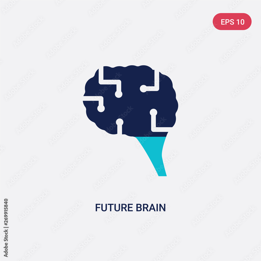 Poster two color future brain vector icon from artificial intellegence concept. isolated blue future brain 