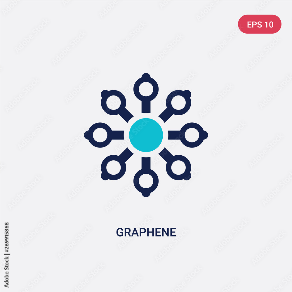 Poster two color graphene vector icon from artificial intellegence concept. isolated blue graphene vector s