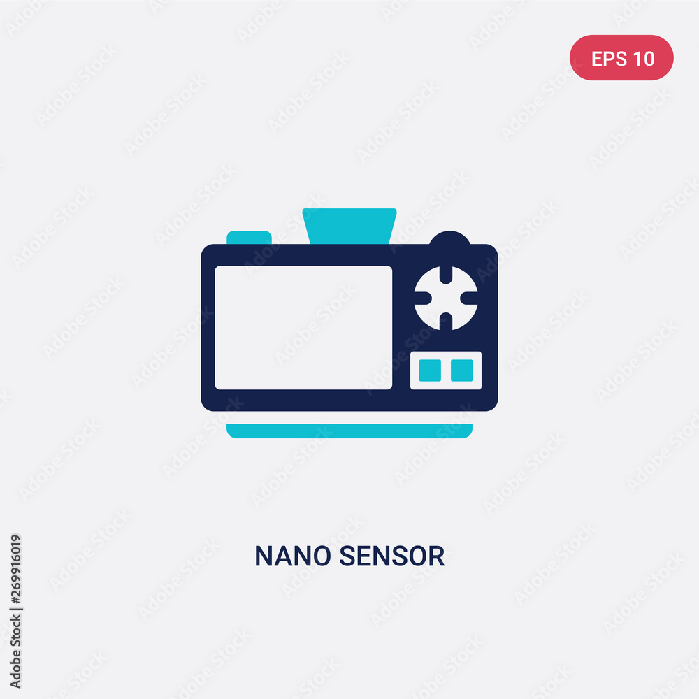 Poster two color nano sensor vector icon from artificial intellegence concept. isolated blue nano sensor ve