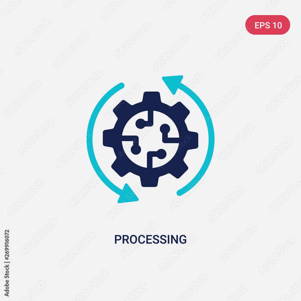 Poster two color processing vector icon from artificial intellegence concept. isolated blue processing vect