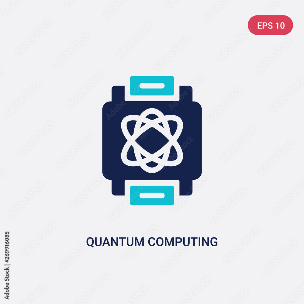 Poster two color quantum computing vector icon from artificial intellegence concept. isolated blue quantum 