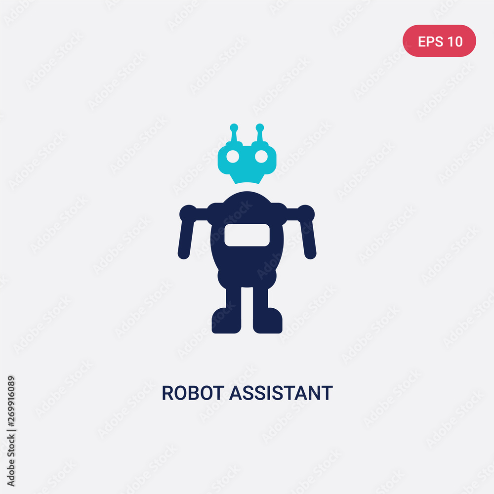 Poster two color robot assistant vector icon from artificial intellegence concept. isolated blue robot assi