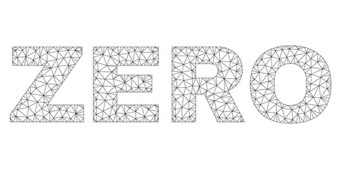 Mesh vector ZERO text. Abstract lines and circle dots are organized into ZERO black carcass symbols. Linear carcass flat polygonal mesh in vector EPS format.