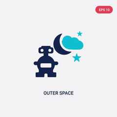 two color outer space vector icon from artificial intellegence concept. isolated blue outer space vector sign symbol can be use for web, mobile and logo. eps 10