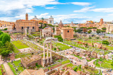 Fototapeta na wymiar Roman Forum, Latin Forum Romanum, most important cenre in ancient Rome, Italy