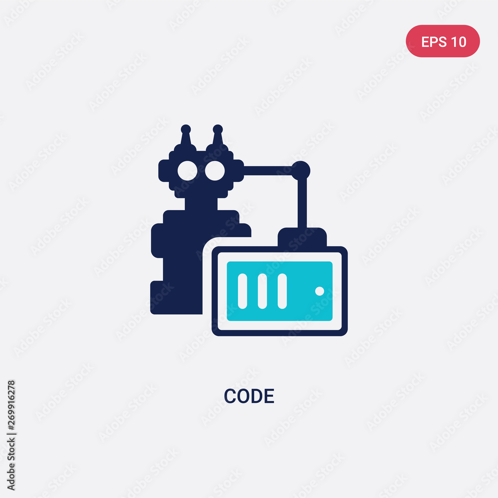 Poster two color code vector icon from artificial intelligence concept. isolated blue code vector sign symb