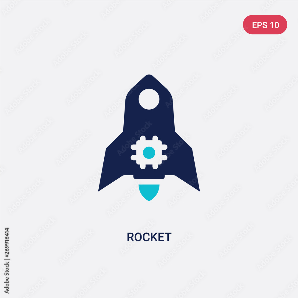 Poster two color rocket vector icon from artificial intelligence concept. isolated blue rocket vector sign 