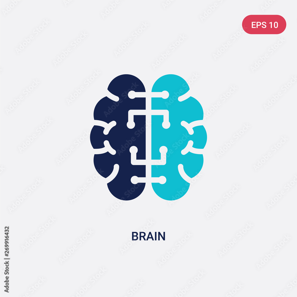 Poster two color brain vector icon from artificial intelligence concept. isolated blue brain vector sign sy