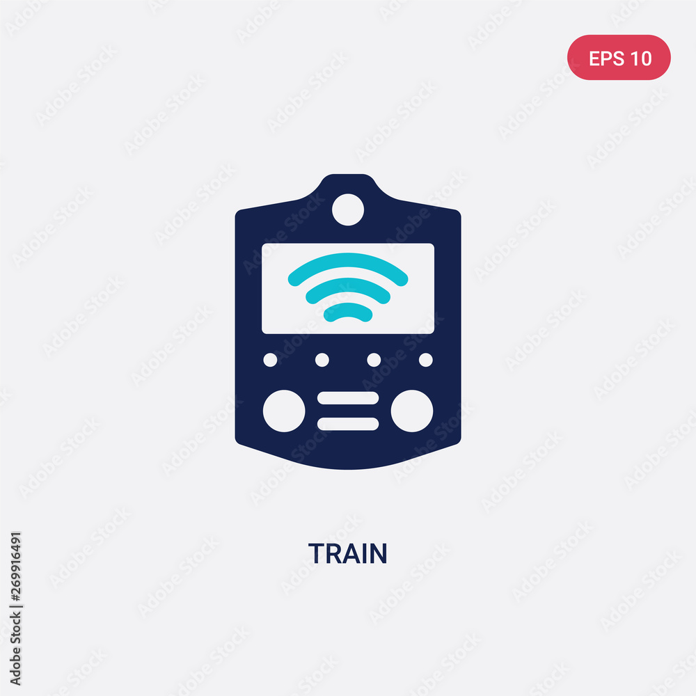 Poster two color train vector icon from artificial intelligence concept. isolated blue train vector sign sy