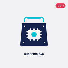 two color shopping bag vector icon from artificial intelligence concept. isolated blue shopping bag vector sign symbol can be use for web, mobile and logo. eps 10