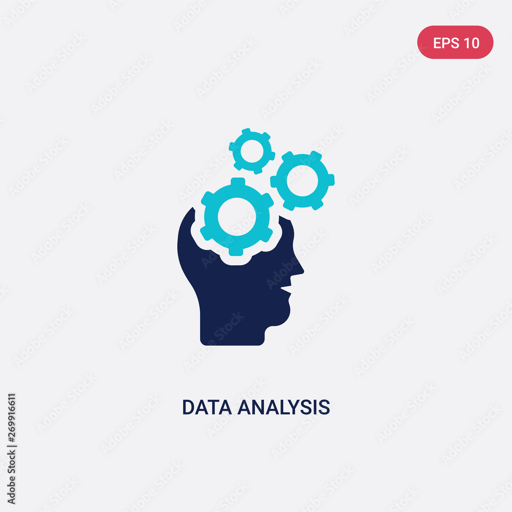 Poster two color data analysis vector icon from artificial intelligence concept. isolated blue data analysi