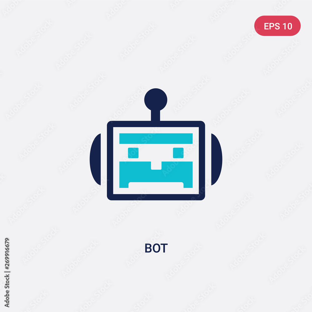 Poster two color bot vector icon from artificial intelligence concept. isolated blue bot vector sign symbol