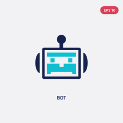 two color bot vector icon from artificial intelligence concept. isolated blue bot vector sign symbol can be use for web, mobile and logo. eps 10