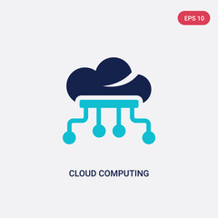 two color cloud computing vector icon from artificial intelligence concept. isolated blue cloud computing vector sign symbol can be use for web, mobile and logo. eps 10