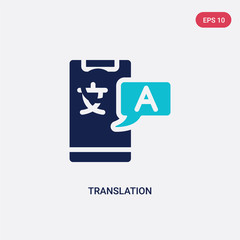 two color translation vector icon from artificial intelligence concept. isolated blue translation vector sign symbol can be use for web, mobile and logo. eps 10