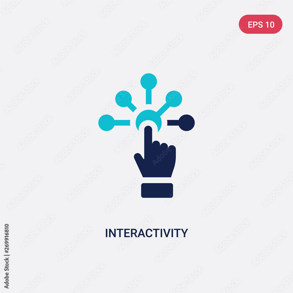 Poster two color interactivity vector icon from augmented reality concept. isolated blue interactivity vect