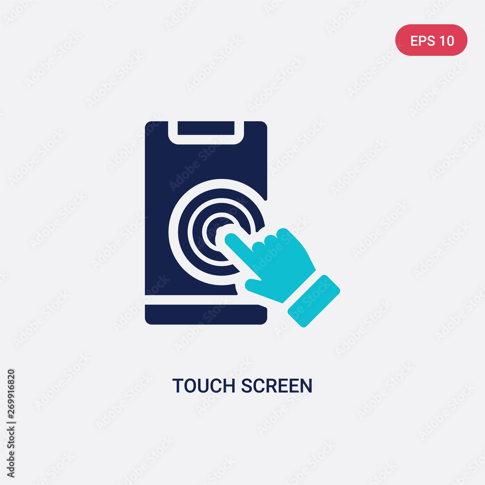 Poster two color touch screen vector icon from augmented reality concept. isolated blue touch screen vector