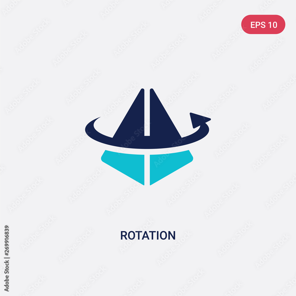 Poster two color rotation vector icon from augmented reality concept. isolated blue rotation vector sign sy