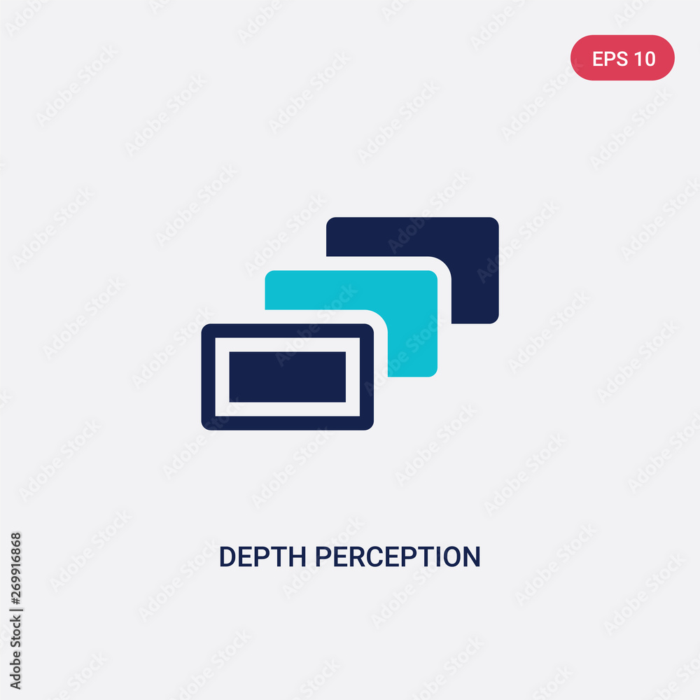 Poster two color depth perception vector icon from augmented reality concept. isolated blue depth perceptio
