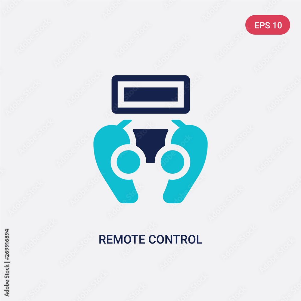 Poster two color remote control vector icon from augmented reality concept. isolated blue remote control ve