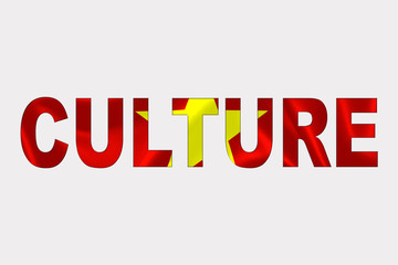 Culture word over Vietnamese Flag. Cultural Diversity concept.