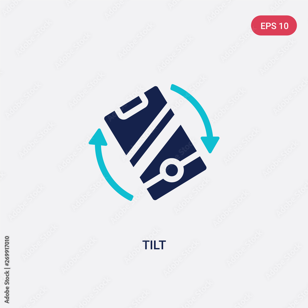 Poster two color tilt vector icon from augmented reality concept. isolated blue tilt vector sign symbol can