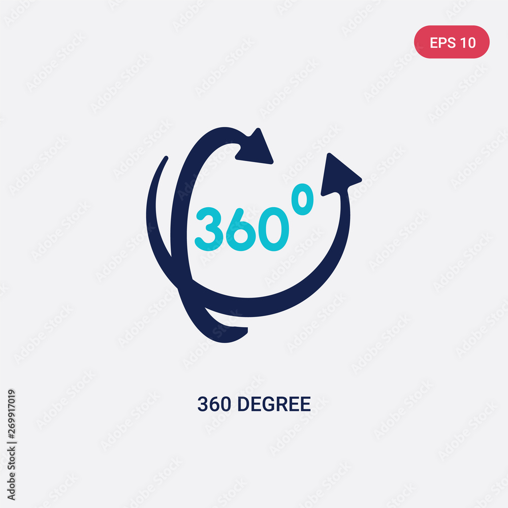 Aufkleber two color 360 degree vector icon from augmented reality concept. isolated blue 360 degree vector sig