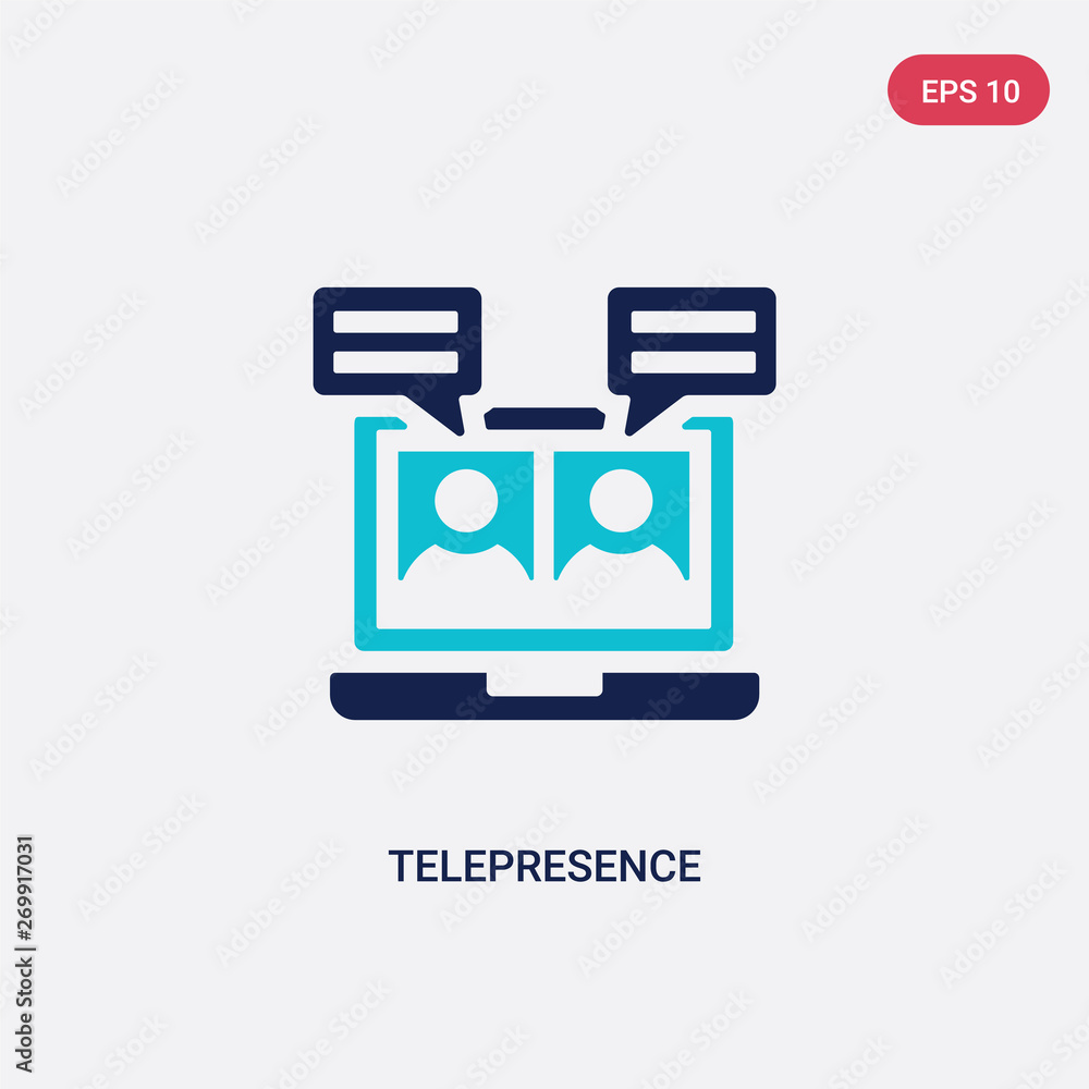 Poster two color telepresence vector icon from augmented reality concept. isolated blue telepresence vector