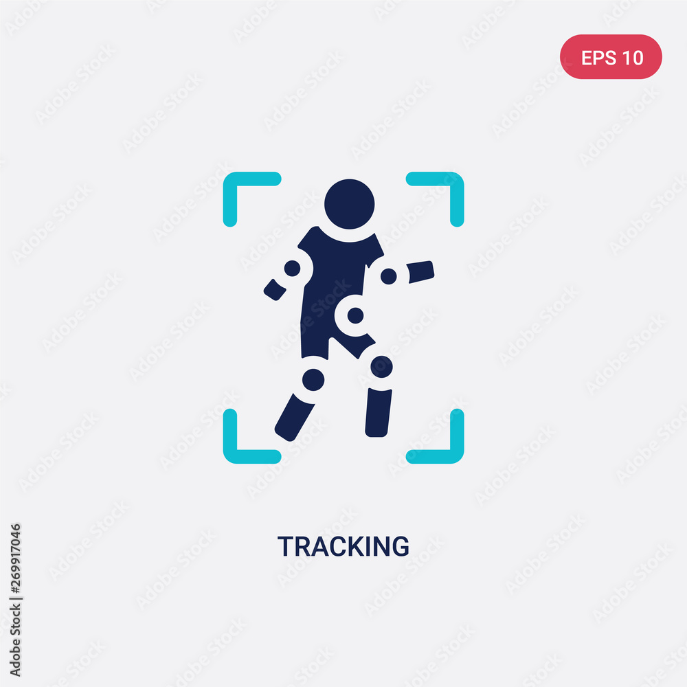 Poster two color tracking vector icon from augmented reality concept. isolated blue tracking vector sign sy
