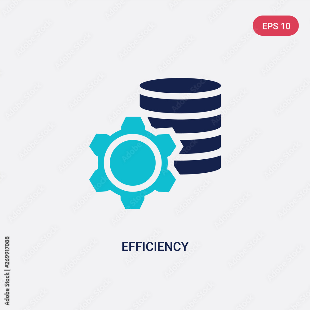 Poster two color efficiency vector icon from big data concept. isolated blue efficiency vector sign symbol 