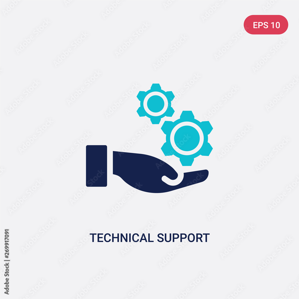Poster two color technical support vector icon from big data concept. isolated blue technical support vecto