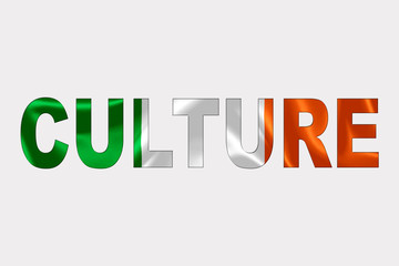 Culture word over Irish Flag. Cultural Diversity concept.