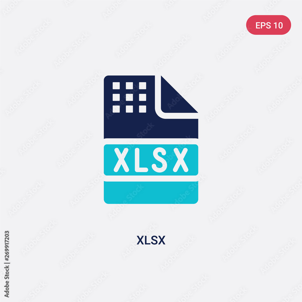 Poster two color xlsx vector icon from big data concept. isolated blue xlsx vector sign symbol can be use f