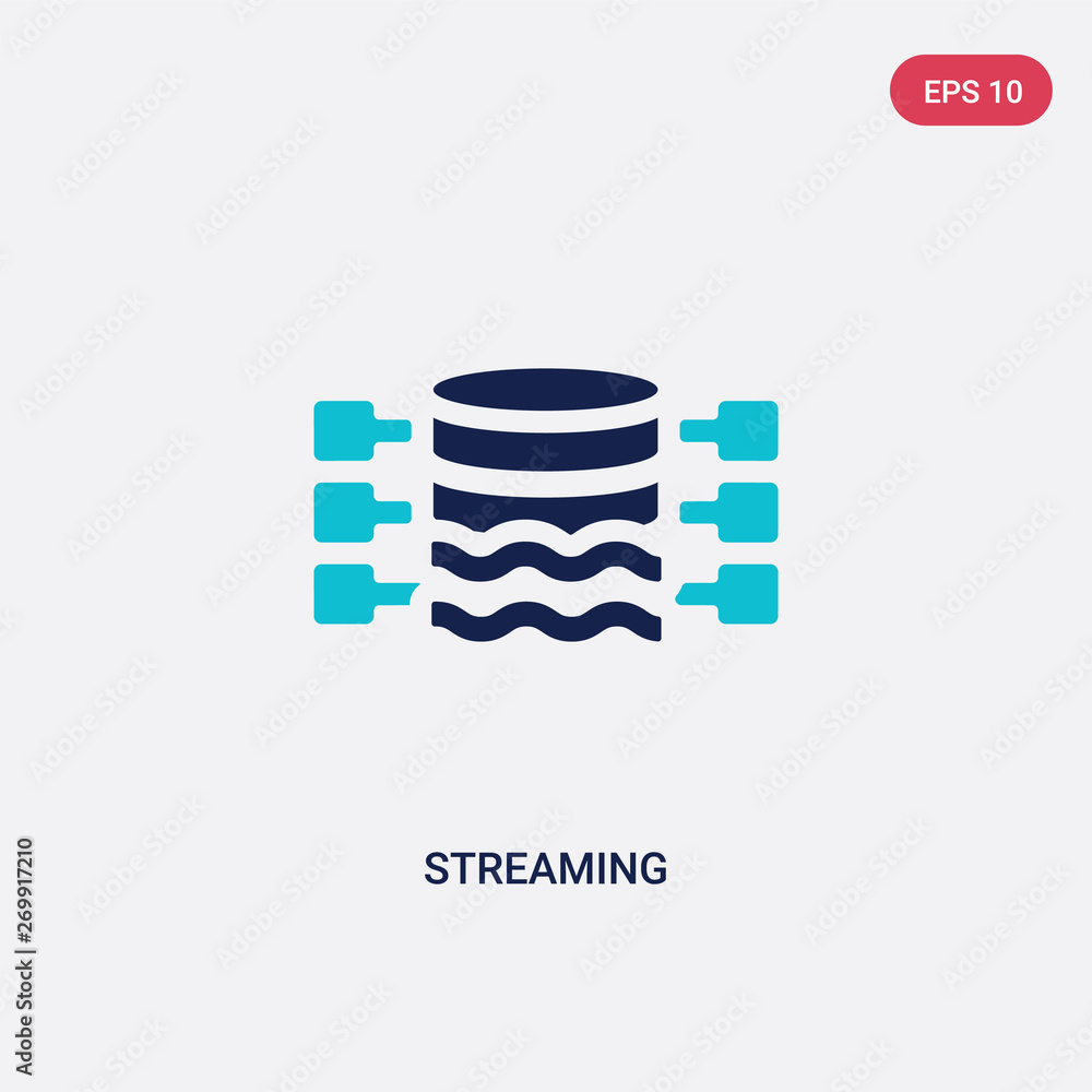 Poster two color streaming vector icon from big data concept. isolated blue streaming vector sign symbol ca