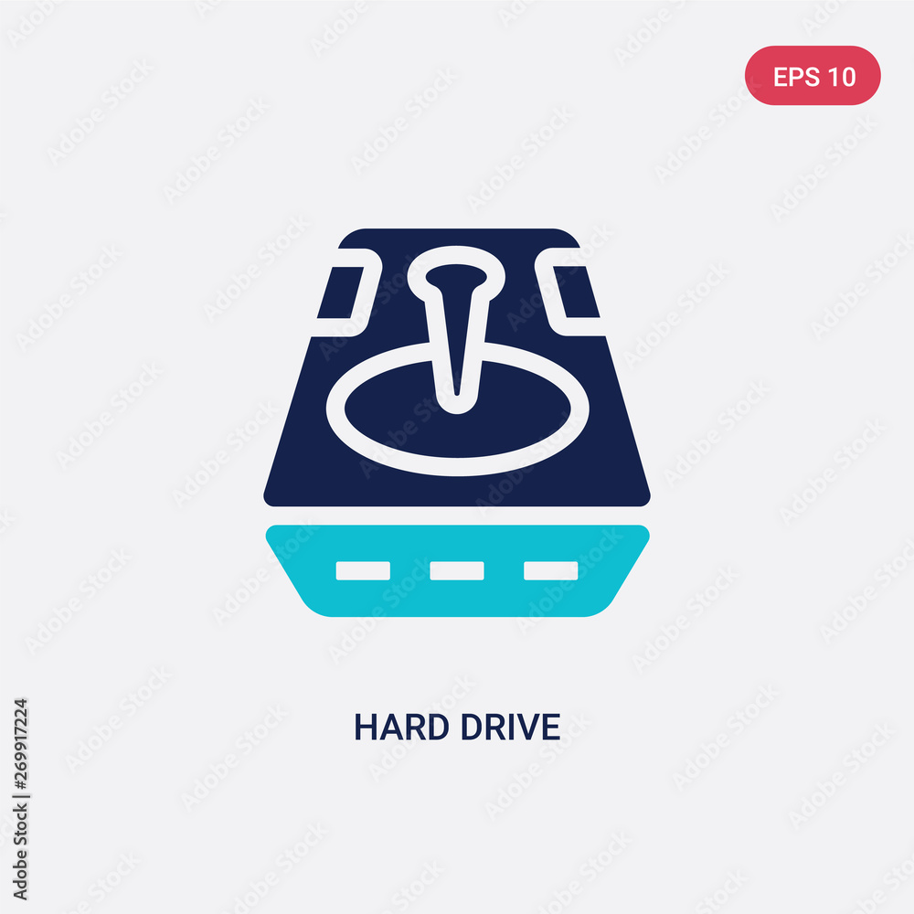 Poster two color hard drive vector icon from big data concept. isolated blue hard drive vector sign symbol 