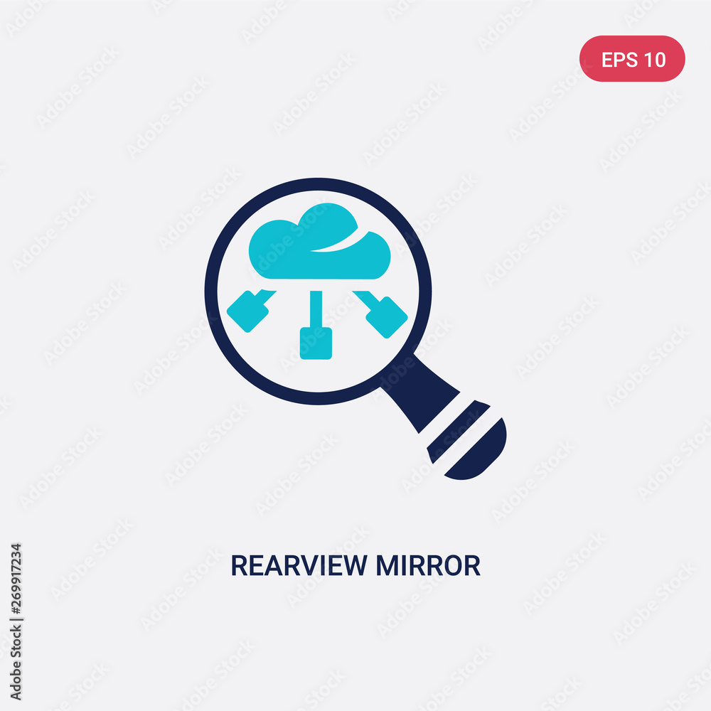 Poster two color rearview mirror vector icon from big data concept. isolated blue rearview mirror vector si