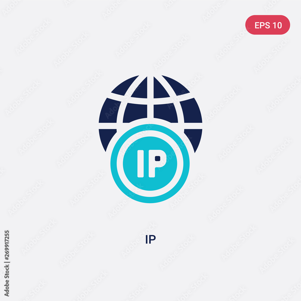 Poster two color ip vector icon from big data concept. isolated blue ip vector sign symbol can be use for w