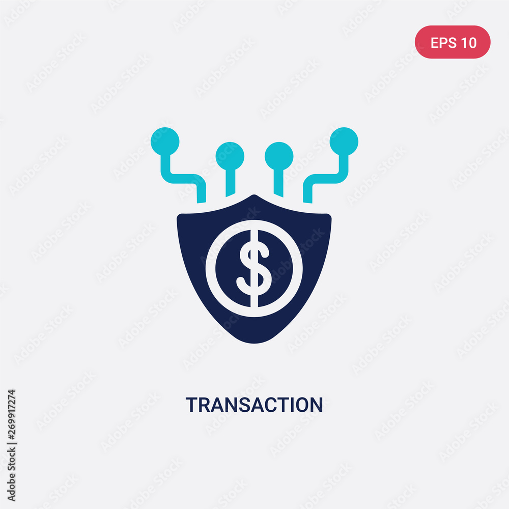 Poster two color transaction vector icon from big data concept. isolated blue transaction vector sign symbo
