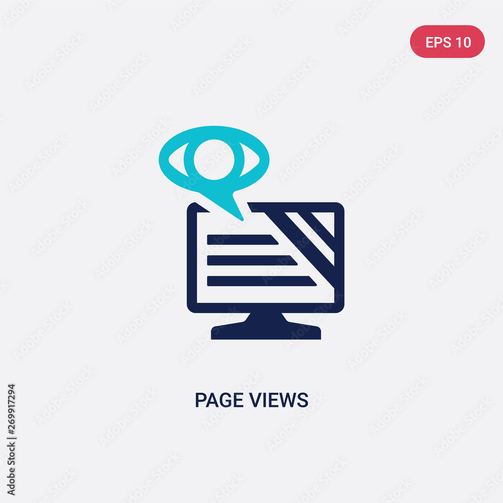 Poster two color page views vector icon from big data concept. isolated blue page views vector sign symbol 