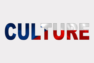Culture word over Czech Republic Flag. Cultural Diversity concept.